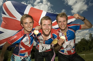 Graham Gristwood, Jon Duncan and Jamie Stevenson won Gold in the Relay at the 2008 World Champs. (Credit: Soren Anderson)