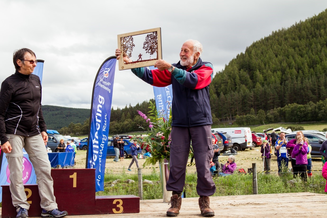 Chris James is congratulated by participants attending the
Scottish 6-Days this year.