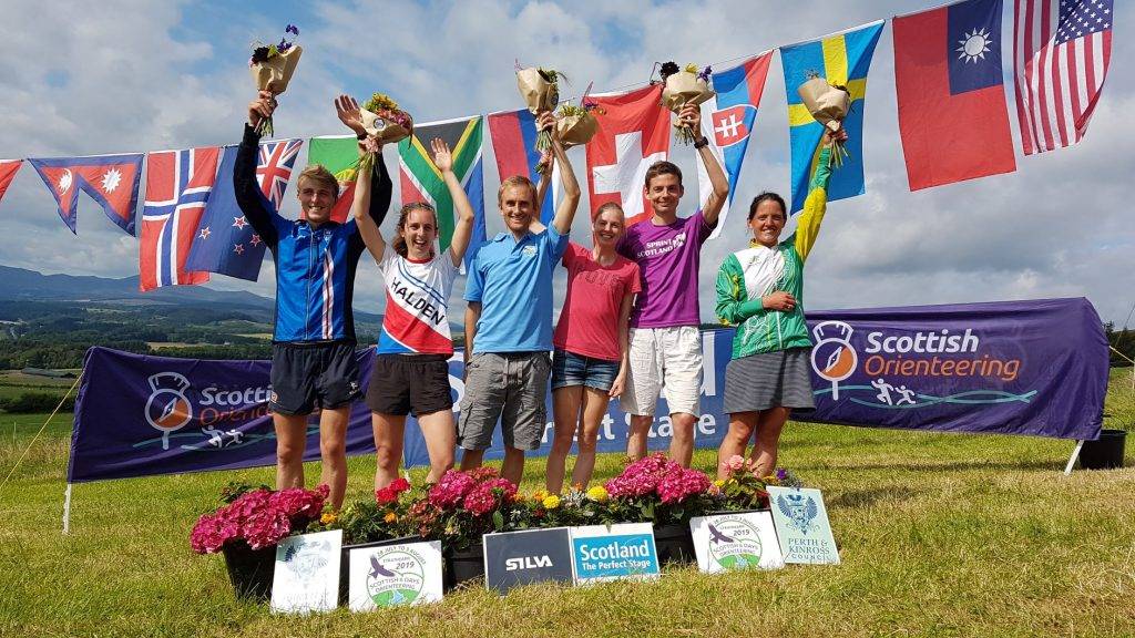 The podium from the men’s and women’s elite competition