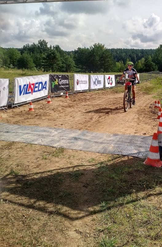 Emily  crossing the finish in 1st!