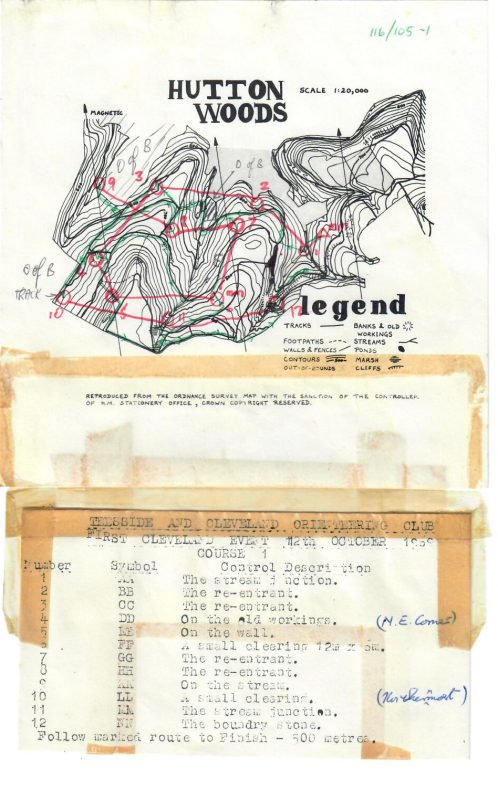 Hutton Woods Map - Course in red and Roger's route in green