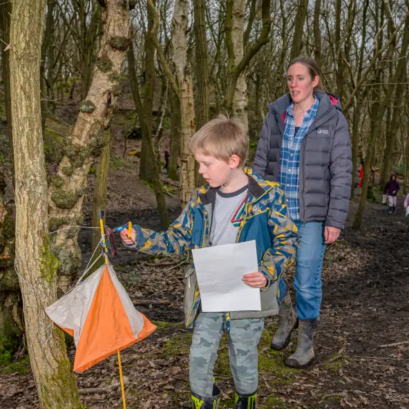 Mother and son orienteering