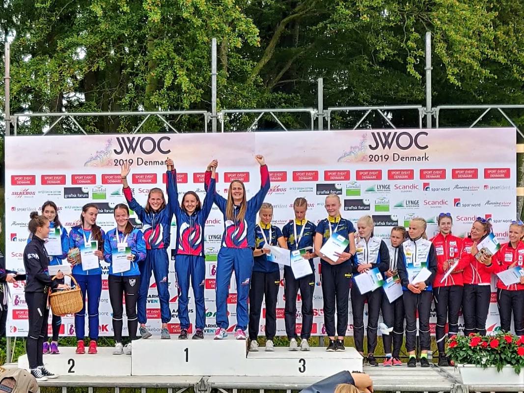 GOLD medal winners: Megan (Leg 1), Fiona (Leg 2) and Grace (Leg 3).