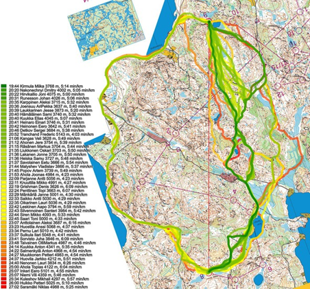 The same leg with competitors’ routes added