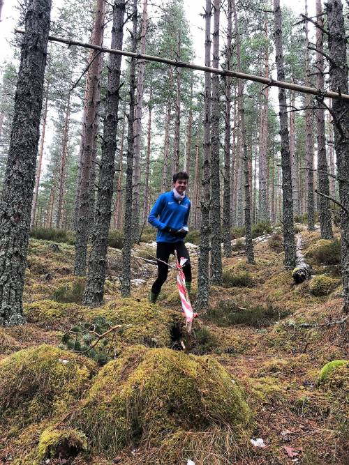 Augus Harrington in action in Inshriach forest.