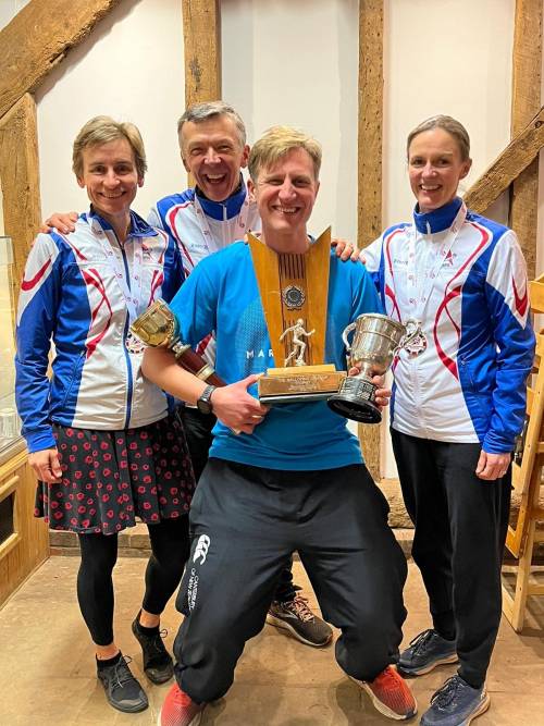 Photo Credit: CLARO pictured are winners Liz Drewe (W40) , Ruth Ker (W55), Quentin Harding (M60) and M40s winner Will Drewe