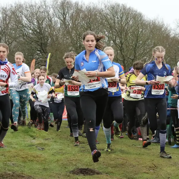 Man and woman orienteering