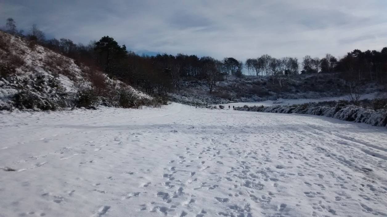 A view walking along the old A3 in the snow