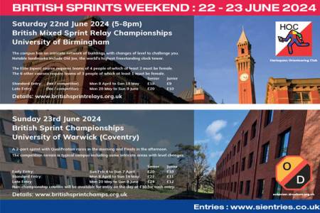 Entries are closing the British Mixed Sprint Relay Championships and British Sprints Championships