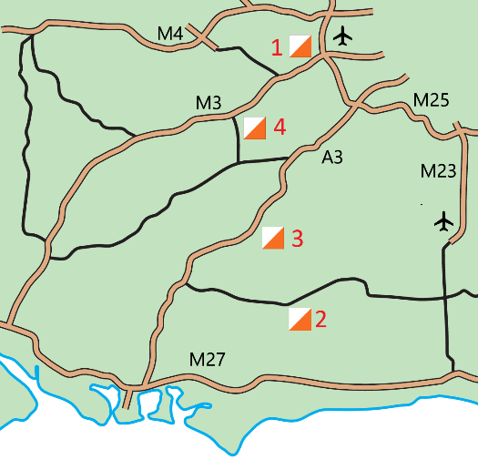 Map showing location of the events